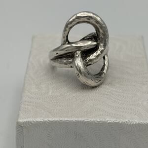 Sterling Silver Hammered Twisted Knot Women’s Ring Israel PZ Size 7